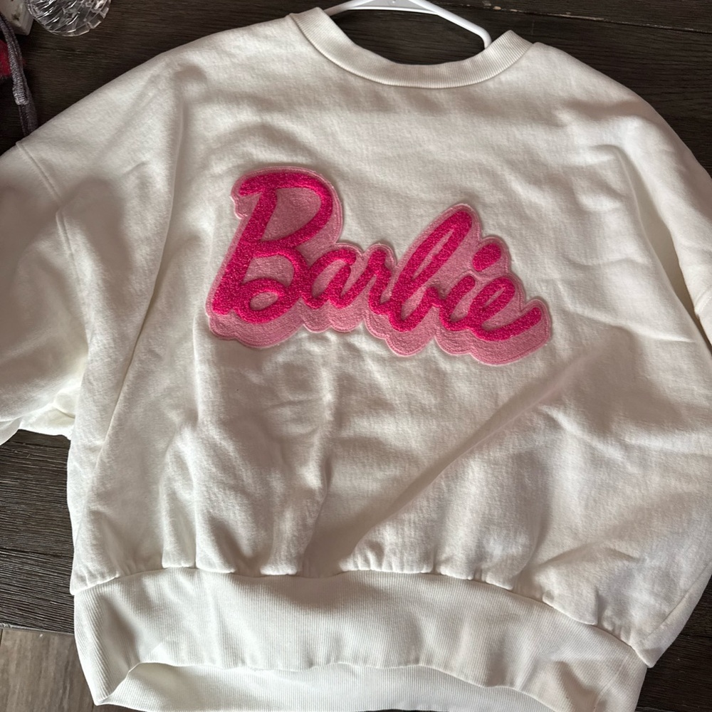 Barbie White Sweatshirt with Pink Logo